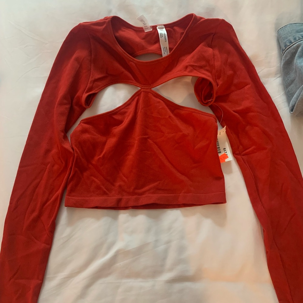 Red long sleeve crop top
